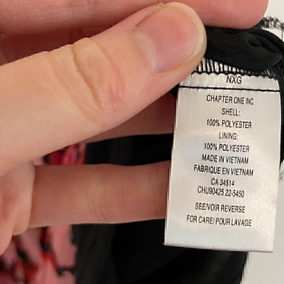 TAMARA H. Short Sleeve Double Ruffle V-Neck Chiffon Blouse Black Pink Red Floral - Picture 9 of 14